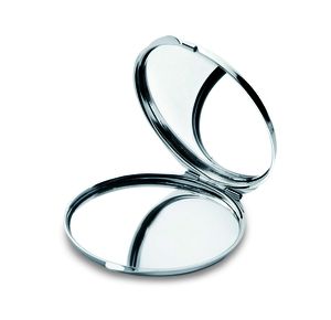 GUAPAS Elegant Chrome Dual-Sided Makeup Mirror with Case - GiftRetail KC2204