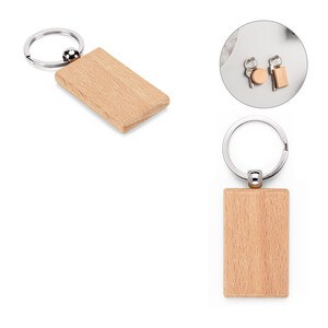 Rectangular keyring in beech wood - Egotier 95091