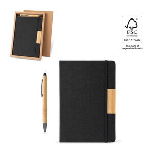 Set consisting of a hardcover A5 notepad and a bamboo ballpoint - Egotier 93655