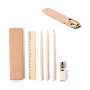 Versatile writing set consisting of pencil, sharpener, eraser and ruler - Egotier 91983