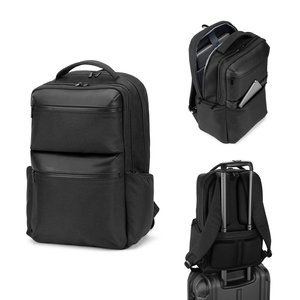 Water-repellent recycled twill backpack with two large front pockets 17'3" - Egotier 92541