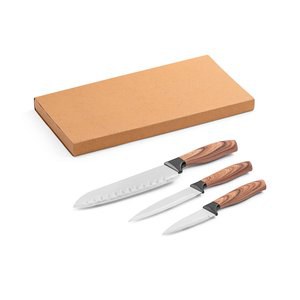 Set of 3 kitchen knives with stainless steel blades and ergonomic handles - Egotier 94395