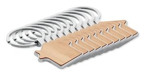 Pack of 10 GiftRetail MO9949 - BURNIE Eco-Friendly Bamboo and Metal House Key Ring