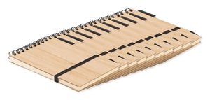 Pack of 10 GiftRetail MO6528 - SONORABAM Eco-Friendly Bamboo A6 Notepad and Pen Set