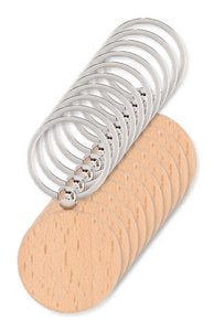 Pack of 10 GiftRetail MO9773 - TOTY WOOD Round wooden key ring