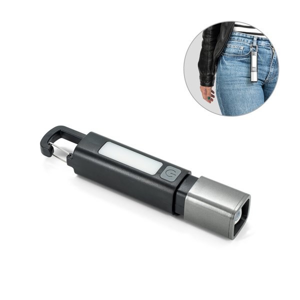 ABS torch, with a 2 W LED light (53 lumens) at the front and a COB light (53 lumens) at the top - Egotier 98173